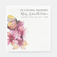 In Loving Memory Butterfly Funeral Memorial Wake Napkins