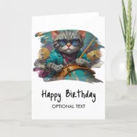 *~*Cool Cat DRUMMER AP91  Hip Birthday Card
