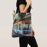 Orange Blue Wuppertal Floating Train Tote Bag