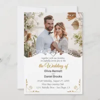 Elegant wedding invitation card with photo