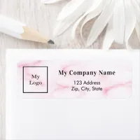 Blush pink marble business logo return address label