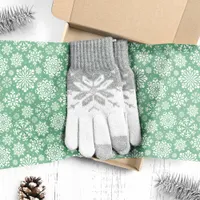 White Snowflakes on Green Christmas Tissue Paper