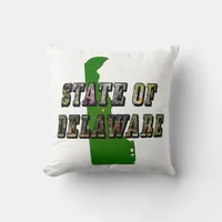 State of Delaware Picture Text and Map Throw Pillow