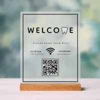 Simple Tooth Logo Welcome WIFI QR Code Acrylic Sign