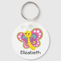 Personalized Pink Butterfly Keychain