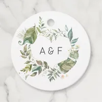 Serenity Simplistic Greenery Geometric Wedding Favor Tags