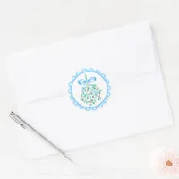 Mistletoe Blue Bow Baby Shower Stickers
