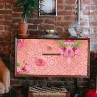 Roses On Vintage Antique Pink Moroccan Pattern Tissue Paper
