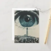 Lighthouse Eyeball Surreal Vintage Postcard