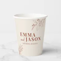 Boho Floral Wedding Paper Cups