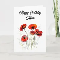 Personalized Happy Birthday Mimi Pretty Poppies Card