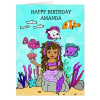 Jumbo Mermaid And Sea Creatures Birthday Card