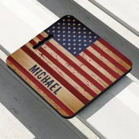 Rustic American Flag Patriotic Stars Stripes  Seat Cushion