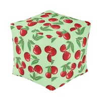 Red Cherry Cherries Design Customizeable Pouf