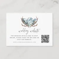 Rustic Antlers Mountain Wedding Website QR Code Enclosure Card