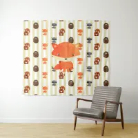 Woodland Forest Animals Fox Raccoon  Tapestry