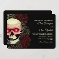 Moody Gothic Skull Floral Halloween metallic Invitation