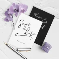 Love Calligraphy Wedding V2 B&W ID940 Save The Date