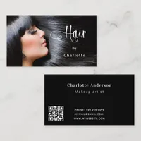 Hairdresser photo script beauty QR code Business Card