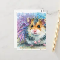 Sweet Hamster Dragon Watercolor Postcard