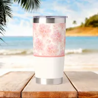 Abstract Floral Watercolor Peach Pink Color Block Insulated Tumbler