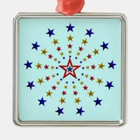 Pattern of Patriotic Stars Metal Ornament