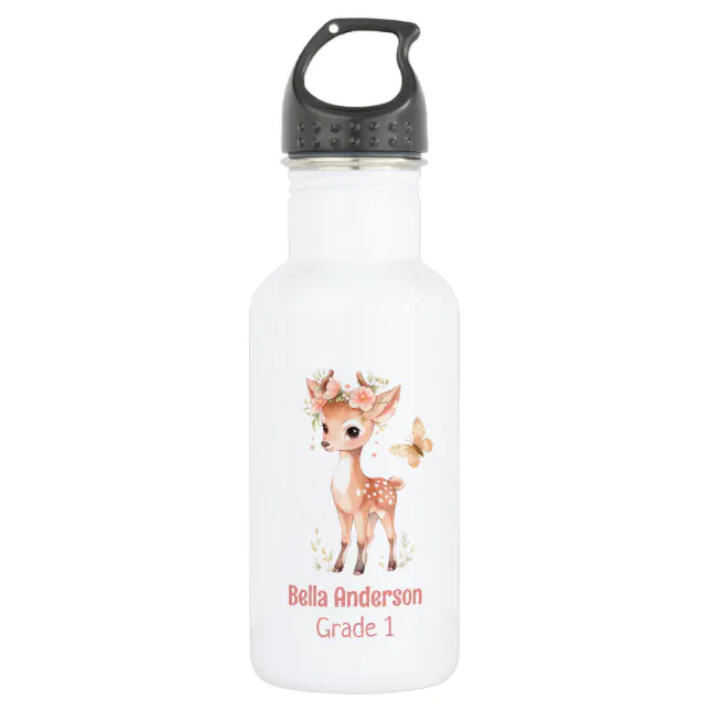 Forest Deer Animal Girl Stainless Steel Water Bottle