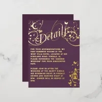 Purple Gold Calligraphy Boho Wedding Detail Card