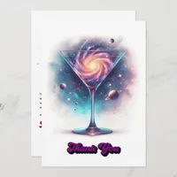 Glam Chic Retro Martini Galaxy Glass Design Thank You Card