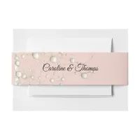 Elegant Pearl Gold Script Wedding Romantic Pearls Invitation Belly Band