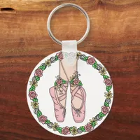 Pink Ballet Slippers Personalized Ballerina Keychain