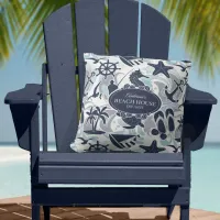 Nautical Beach Pattern Navy ID839 Throw Pillow