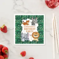 Cute Jungle Animals Birthday Party Napkins