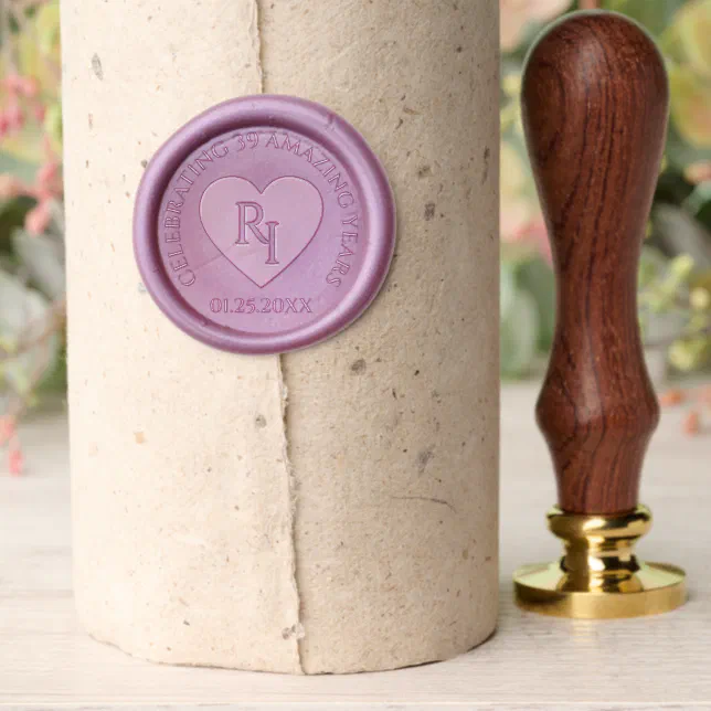 Elegant 39th Agate Wedding Anniversary Celebration Wax Seal Stamp