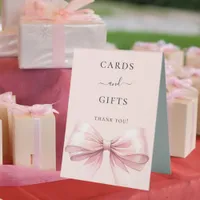 Pink bow cards gifts sign