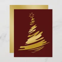 Budget Red Gold Christmas Tree Holiday Card