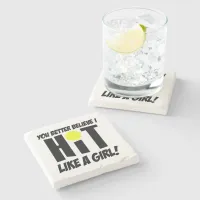 hit like a girl volleyball stone coaster