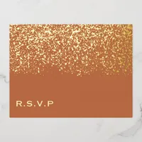 Terracotta and Gold Foil Wedding RSVP Foil Holiday Postcard