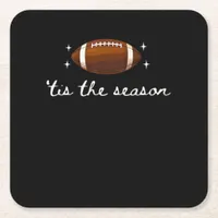 Tis The Season Football  - Retro Football Game Day Square Paper Coaster