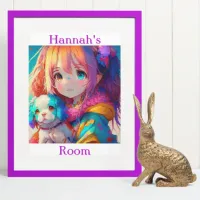 Personalized Anime Girl with Puppy Poster