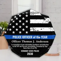 Police Officer Of The Year Thin Blue Line Employee Acrylic Award