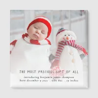 Newborn Photo Christmas Baby Birth Announcement  Magnet