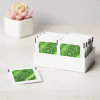 Festive Green Foil Snowflakes Monogram Name Hand Sanitizer Packet