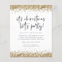 Value Gold Glitter Christmas Lets Party Invite Flyer