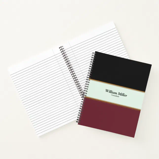 Modern Minimalist Black Maroon Stripes Notebook