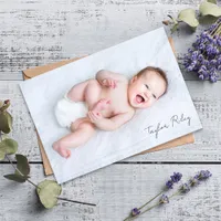 Photo Calligraphy Name Birth Stats New Baby Thank You Card