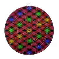 Gingham Check Multicolored Pattern Dartboard With Darts