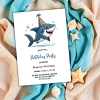 Aquarium Kids Party Cute Shark Birthday Invitation