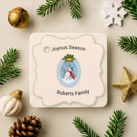Whimsical Blue Snowman Joyous Season  Favor Tags