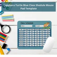 Funny Capybara Turtle Class Schedule Mouse Pad